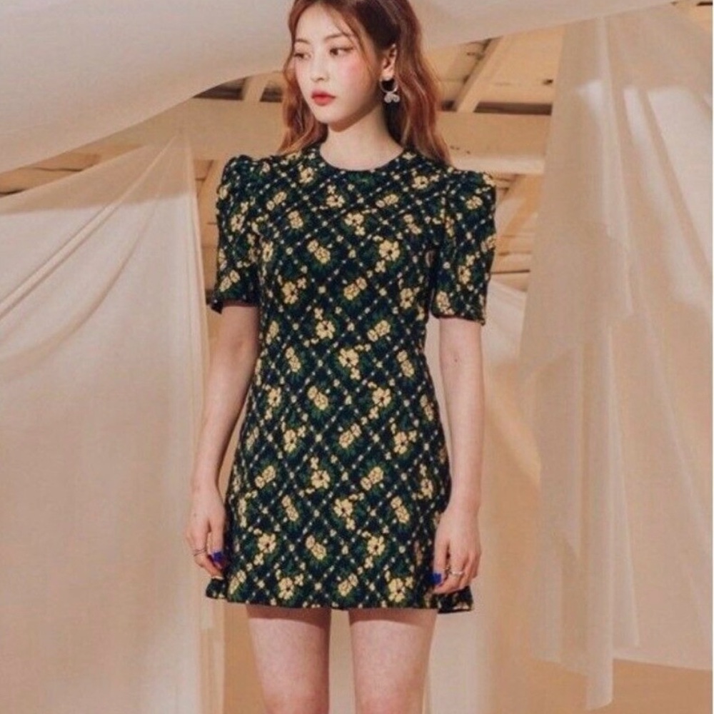 Common Unique Floral Mini Dress Puff Sleeve Party Cocktail Dress